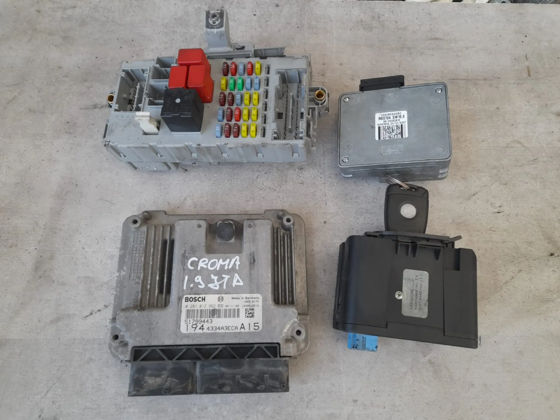 Kit centralina Fiat Croma del 2007 1.9 Diesel CODICE RICAMBIO : 0281012962
