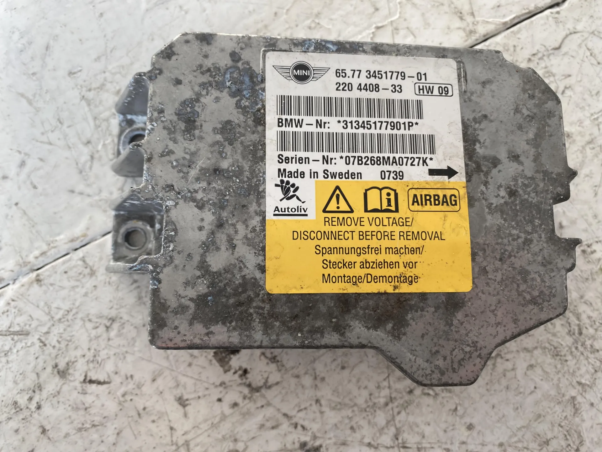 CENTRALINA AIRBAG con codice 65.77 3451779-01 da MINI Cooper 2° Serie (06>13)