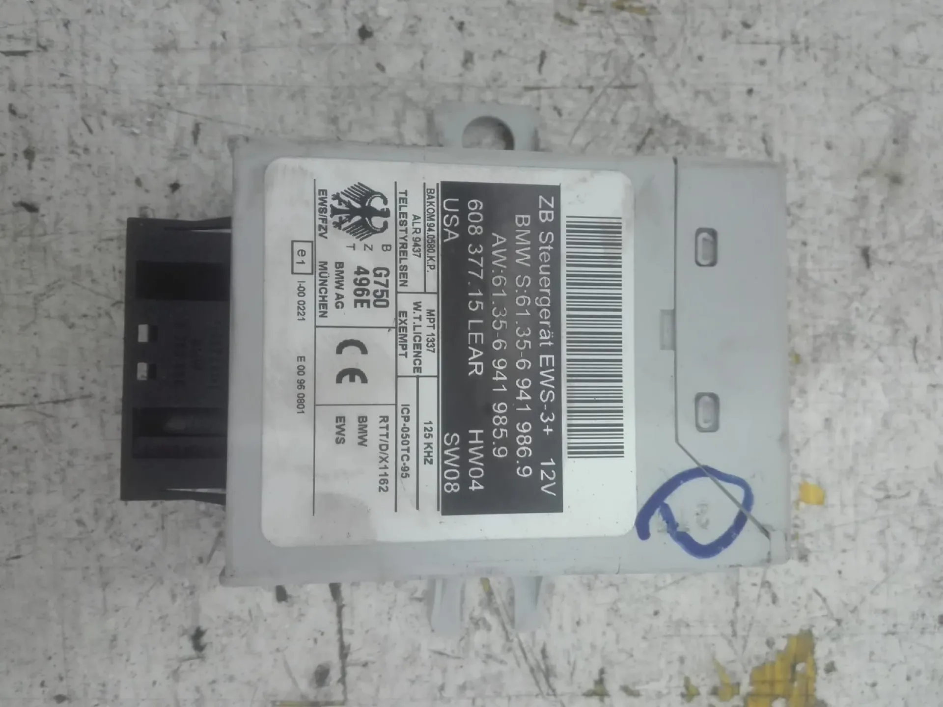 CENTRALINA ALLARME con codice 69419869 da BMW X3 1Â° Serie 2000 Diesel (2005)