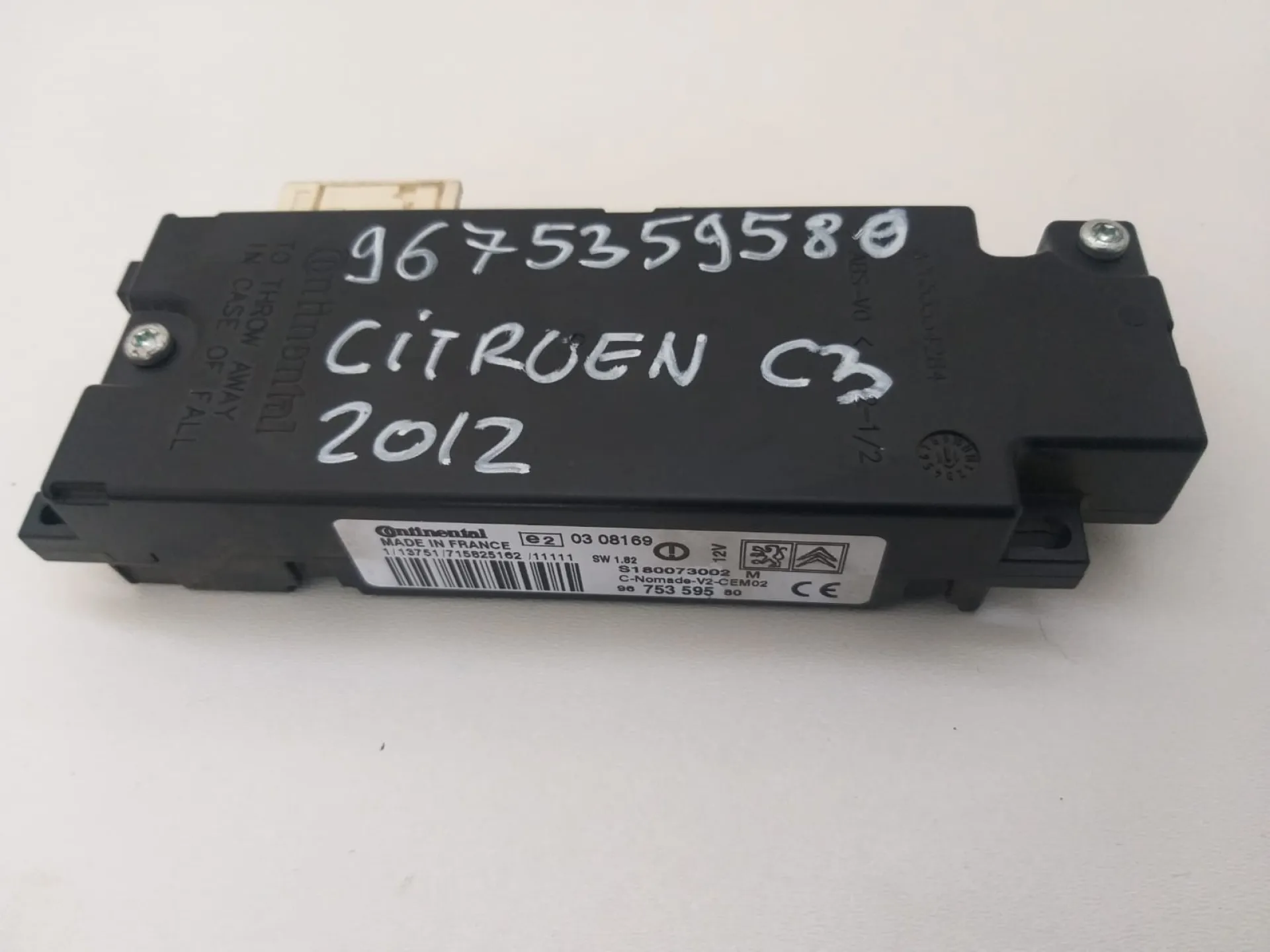 Centralina bluetooth Citroen C3 del 2012 CODICE RICAMBIO : 9675359580