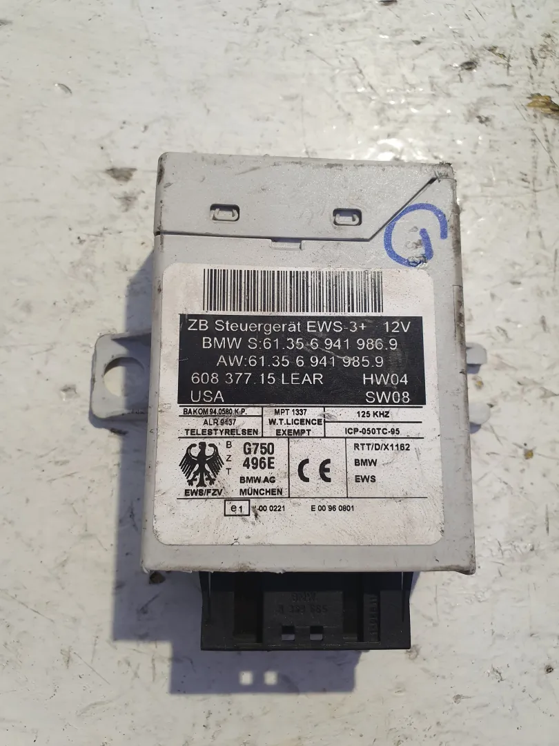 CENTRALINA IMMOBILIZZATORE con codice 6135 69419869 / 6135 69419859 / 60837715 / E00960801 da BMW X3 1Â° Serie 3000 Diesel (2008)