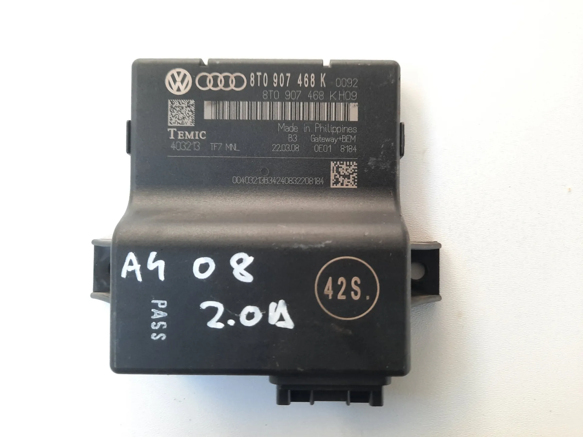 Centralina Interfaccia Audi A4 , 2.0 TDI 2010 CODICE RICAMBIO : 8T0907468K