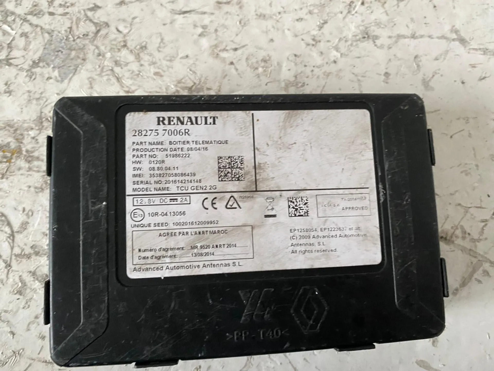 CENTRALINA MODULO TELEMATICA con codice 282757006R da RENAULT Captur Serie 1500 Diesel con codice motore K9K/K9K (2016)
