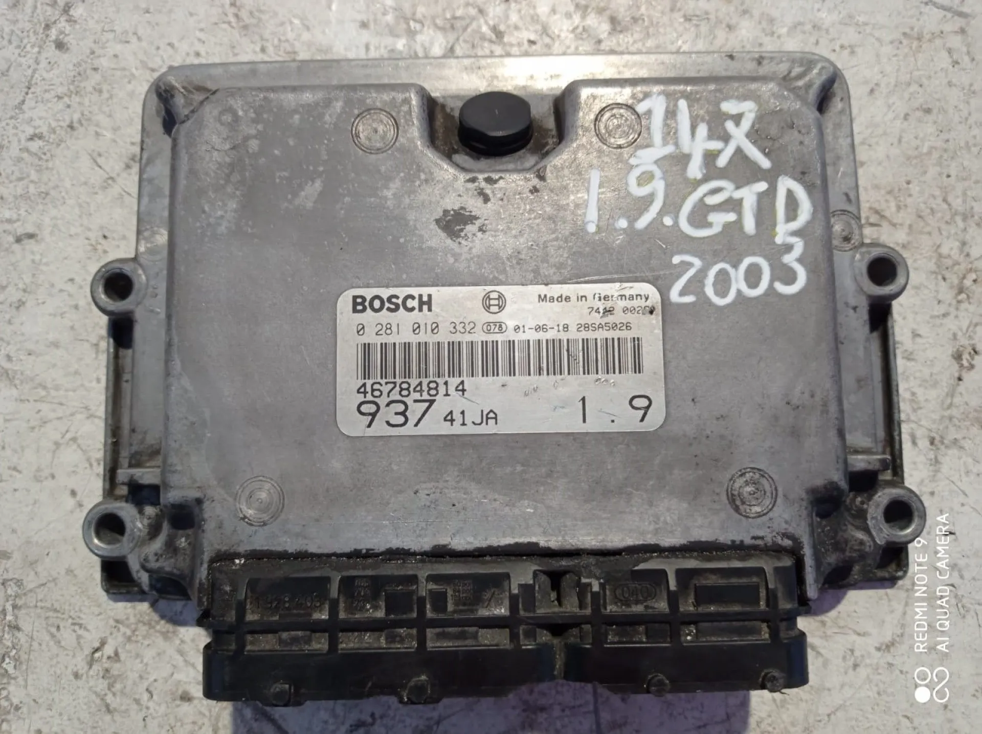 CENTRALINA MOTORE con codice 0281010332 da ALFA ROMEO 147 Serie (937) (00>05<) 1900 Diesel (2003)
