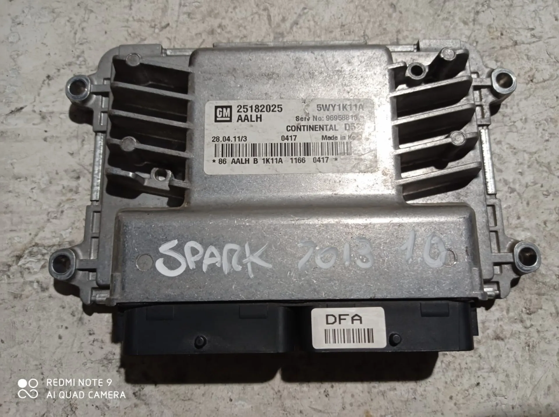 CENTRALINA MOTORE con codice 25182025 da CHEVROLET Spark 2Â° Serie 1000 Benzina (2013)