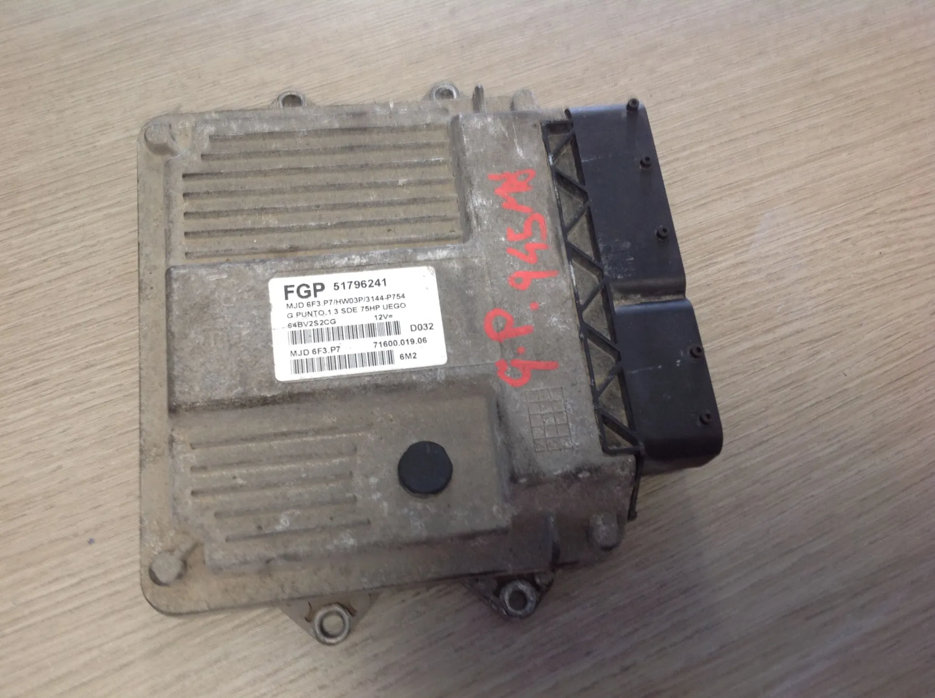 51796241 MJD6F3.P7 CENTRALINA MOTORE FIAT Grande Punto 1Â° Serie Diesel (2006)