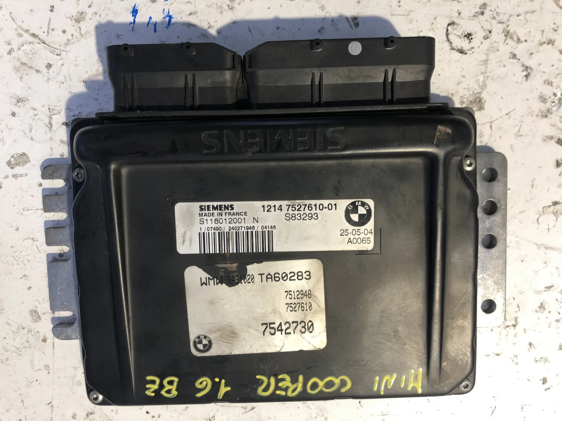 CENTRALINA MOTORE con codice 1214.7527610.01 / S83293 / S118012001N / TA60283 / 7512948 / 7542730 da MINI Cooper 1Â° Serie 1600 Benzina (2002)