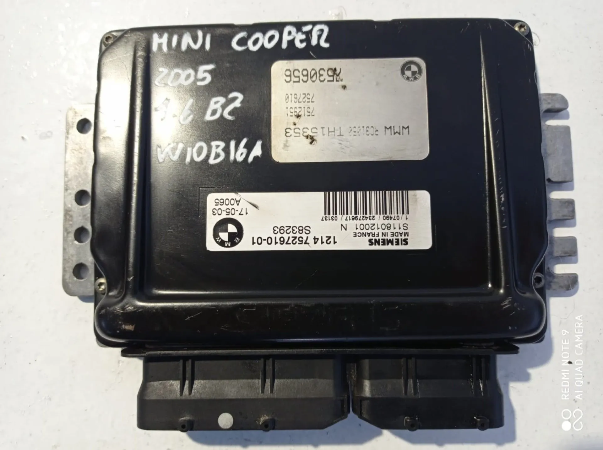 CENTRALINA MOTORE con codice 1214 7527610 01 da MINI Cooper 1Â° Serie 1600 Benzina (2005)