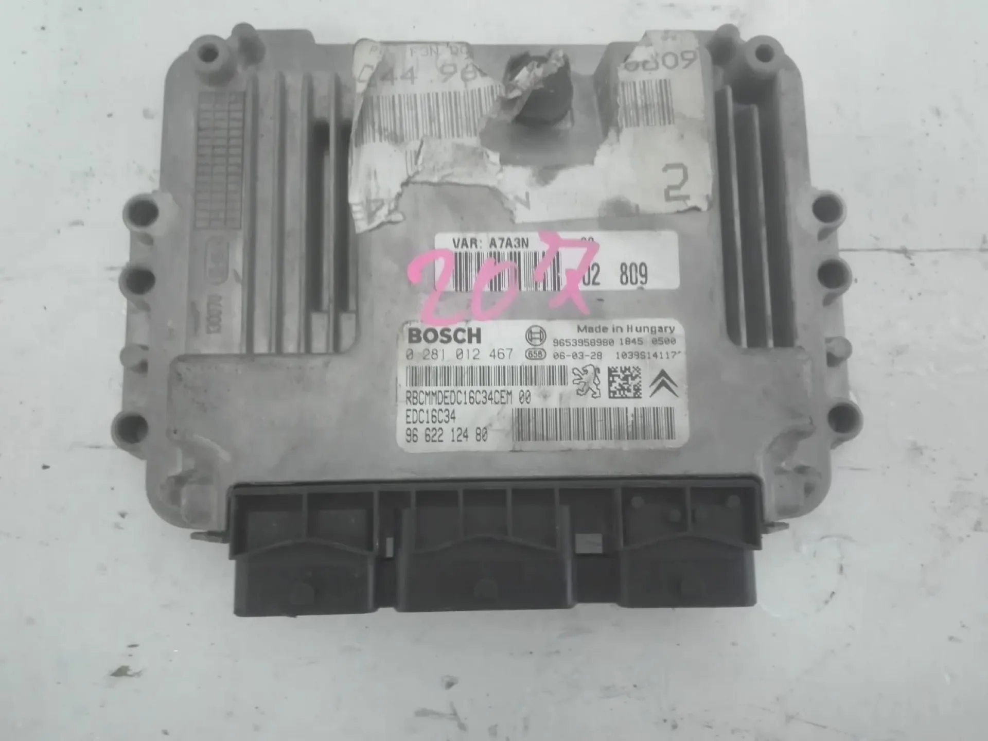 9653958980 / 18450500 / 1039514117 / EDC16C34 / 9662212480 CENTRALINA MOTORE PEUGEOT 207 2Â° Serie 1600 Diesel (2011)