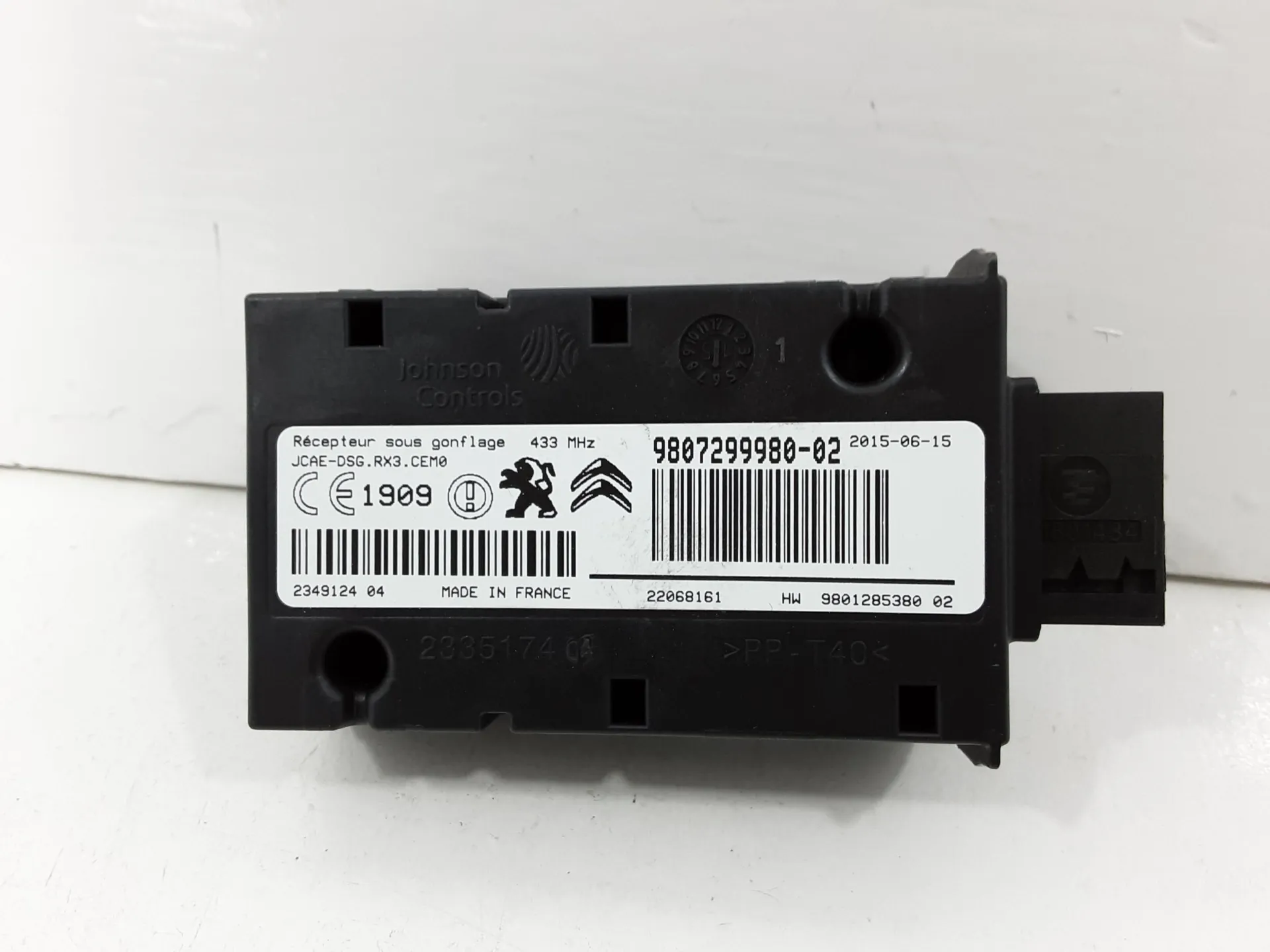 CENTRALINA PRESSIONE PNEUMATICI con codice 9807299980 da CITROEN C5 Break 1° Serie 2000 Diesel 120 kW / 163 CV con codice motore RH02/RHH (DW10CTED4) (2016)