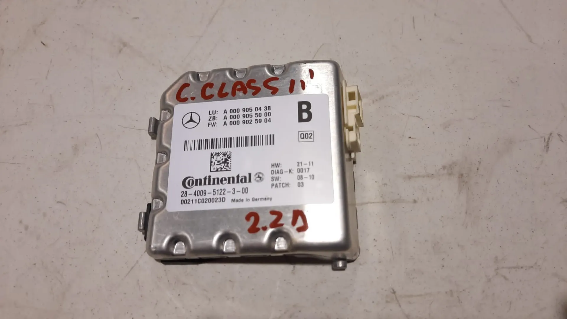Centrallina modulo di controllo Mercedes Classe C 2.2 D del 2011 CODICE RICAMBIO : 2840095122300