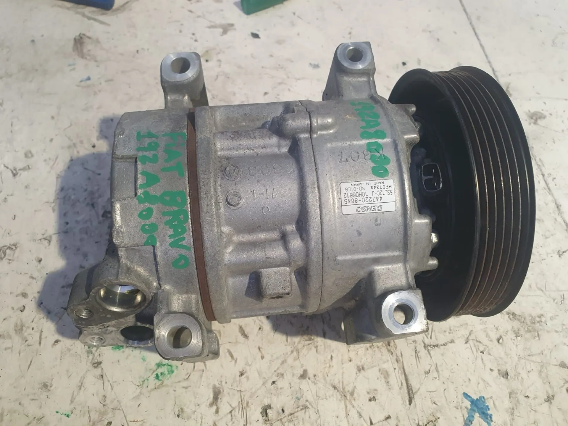 COMPRESSORE A/C con codice 447220 8645 / 5SL12C.J / 10H06612 / HFC134A da 447220 8645 / 5SL12C.J / 10H06612 / HFC134A FIAT Bravo 2Â° Serie 1900 Diesel (2009)