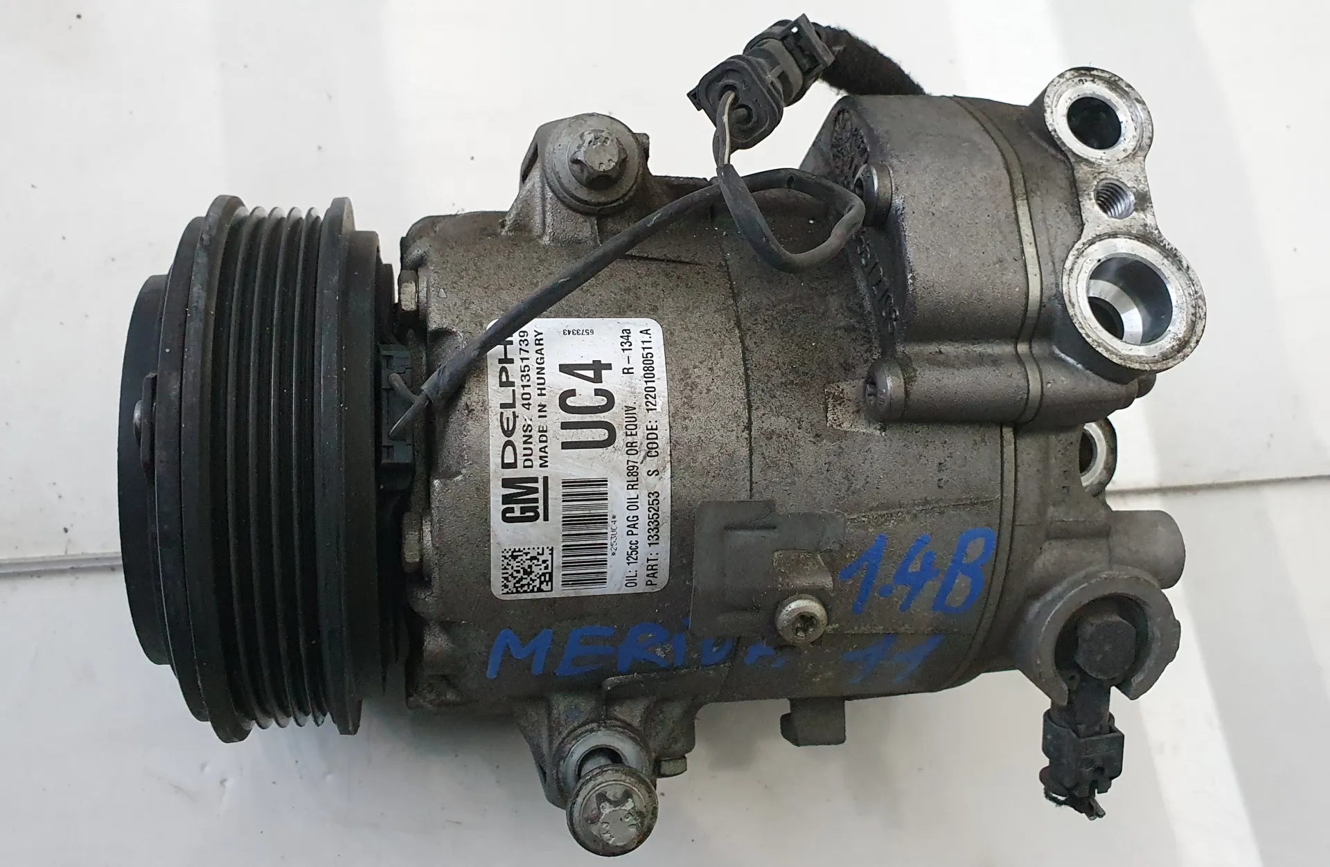 Compressore A/C Opel Meriva del 2012 1.4 Benzina CODICE RICAMBIO : 13335253