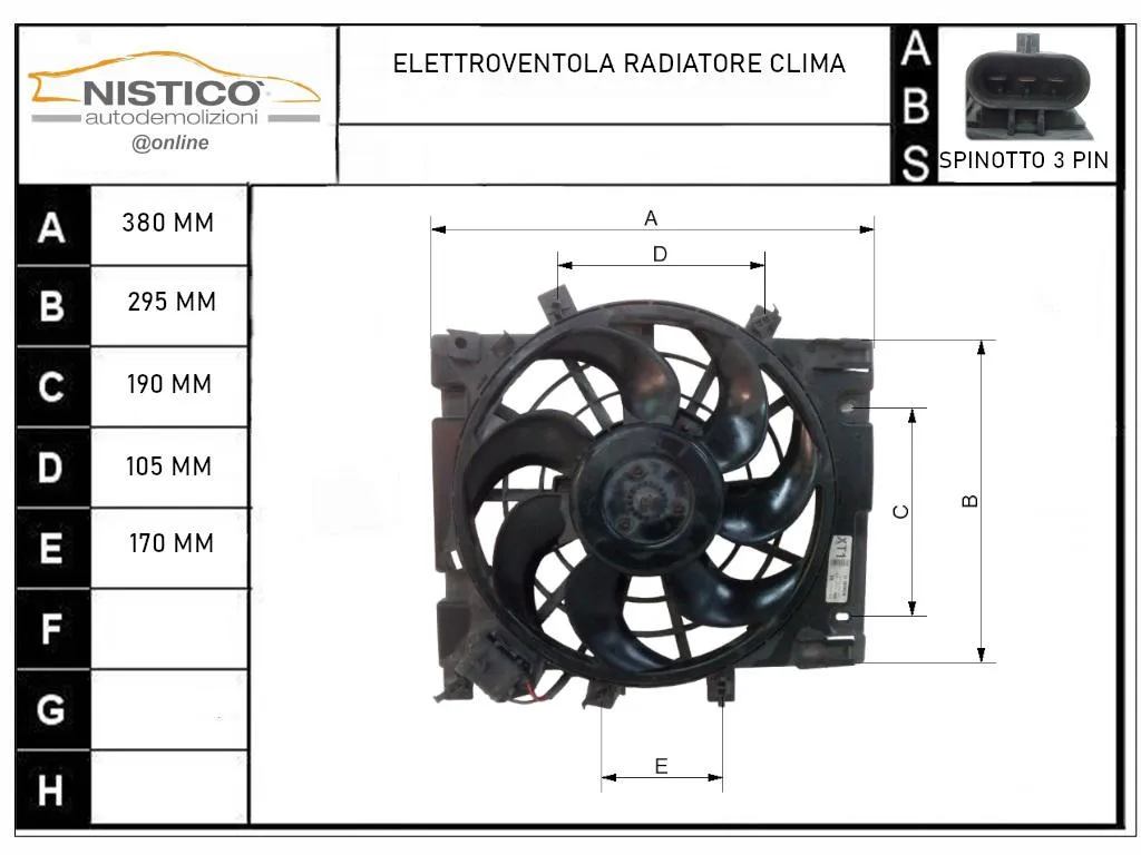 ELETTROVENTOLA con codice 13132559 / 0130303960 da OPEL Astra H Berlina 1700 Diesel 74 con codice motore Z17DTH/Z17DTH (2006)