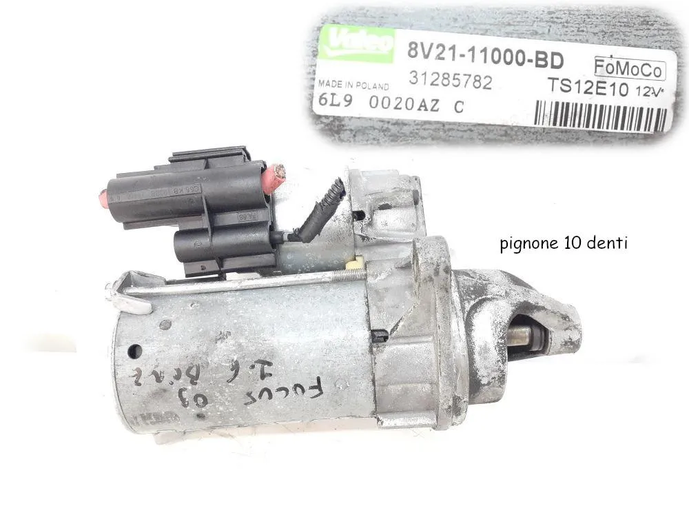 MOTORINO D' AVVIAMENTO con codice 8V2111000BDC da FORD Focus Berlina 2Â° Serie 1600 Benzina 85 kW / 115 CV con codice motore SIDA/SIDA (2010)