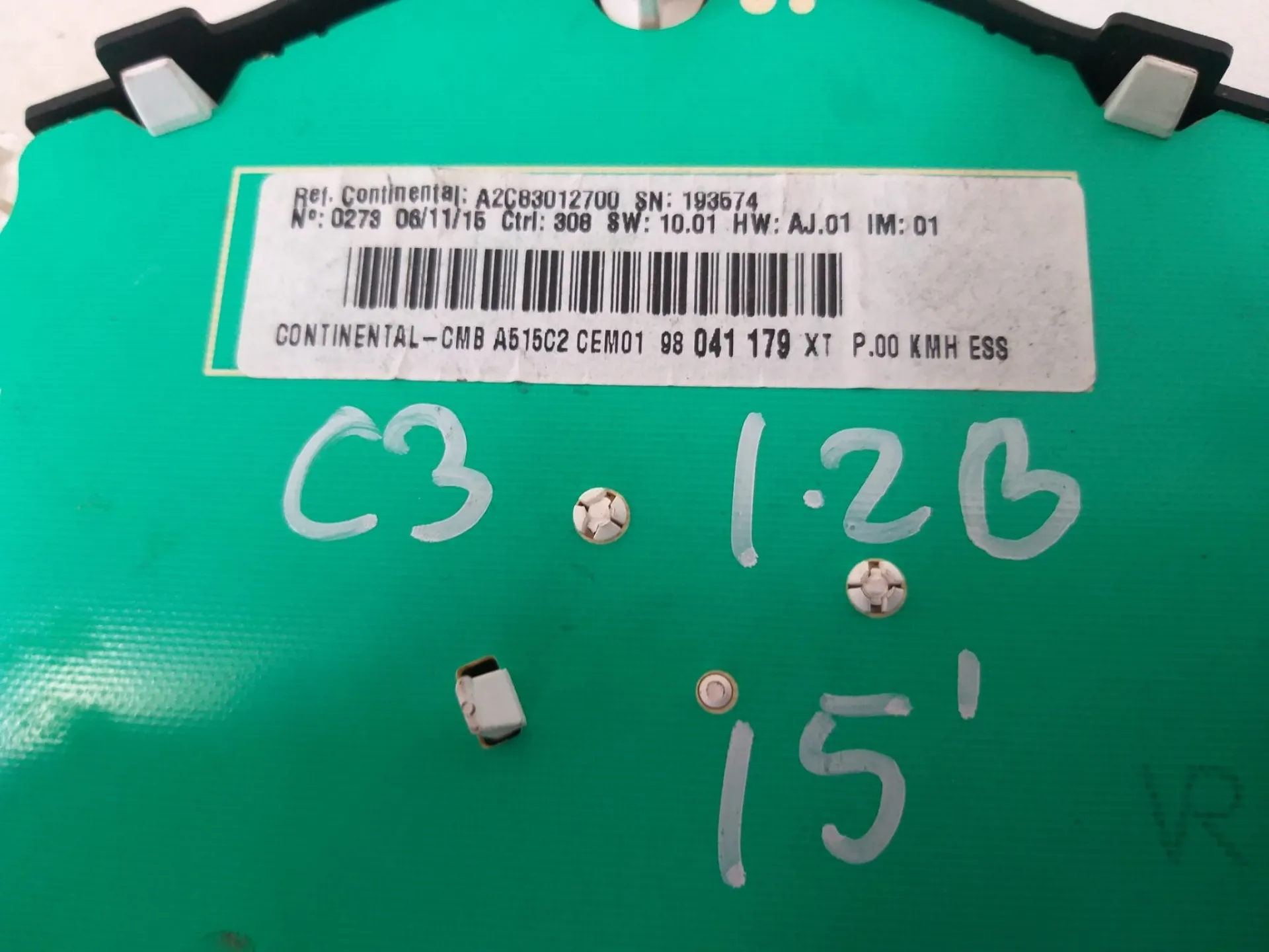 Quadrostrumenti Citroen C3 del 2013 1.2 Benzina CODICE RICAMBIO : 98041179XT