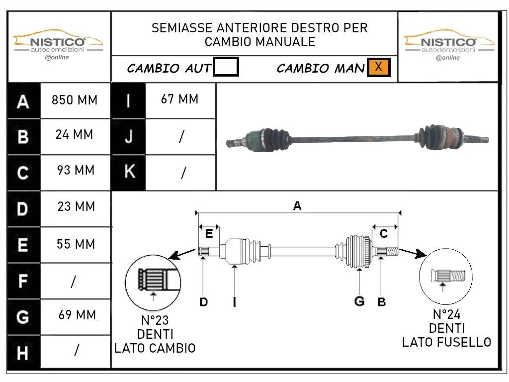 SEMIASSE ANTERIORE DESTRO con codice 43410B4010 da DAIHATSU Terios 1Â° Serie 1300 Benzina 63 con codice motore K3/K3 (2003)