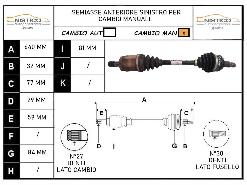 SEMIASSE ANTERIORE SINISTRO con codice 3450563 da BMW X3 1Â° Serie 2000 Diesel 110 con codice motore 204D4/204D4 (2007)