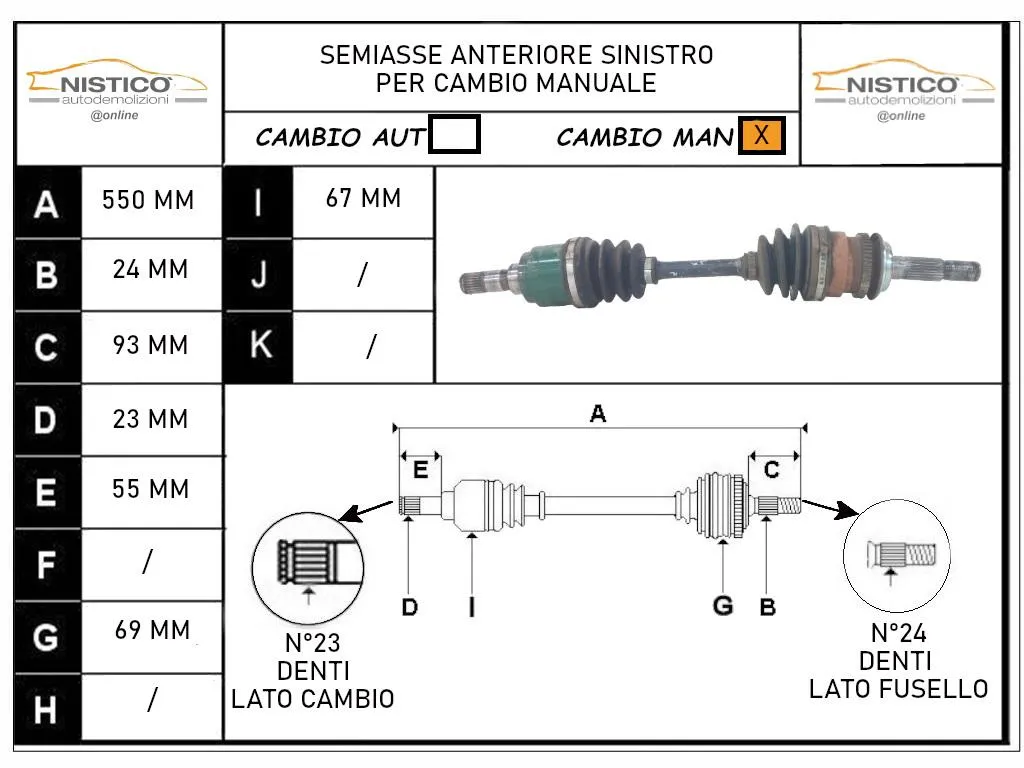 SEMIASSE ANTERIORE SINISTRO con codice 43420B4010 da DAIHATSU Terios 1Â° Serie 1300 Benzina 63 con codice motore K3/K3 (2003)
